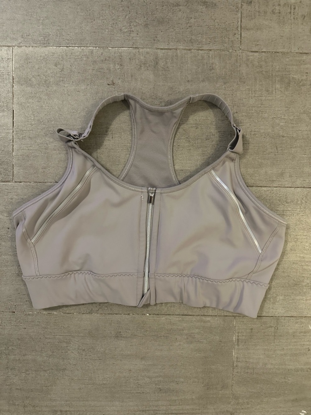 Athleta Front-Zip High-Support Sports Bra - Light Gray